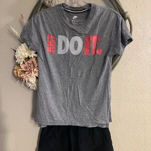 Girl’s Nike Gray 'Just Do It' T-Shirt and shorts